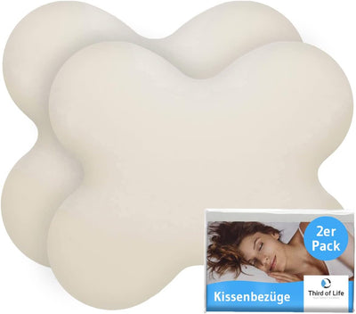 Kissenbezug Elfenbein-weiss Doppelpack, Perfekt für ACAMAR Seitenschläfer-Kissen, Baumwolle (Double