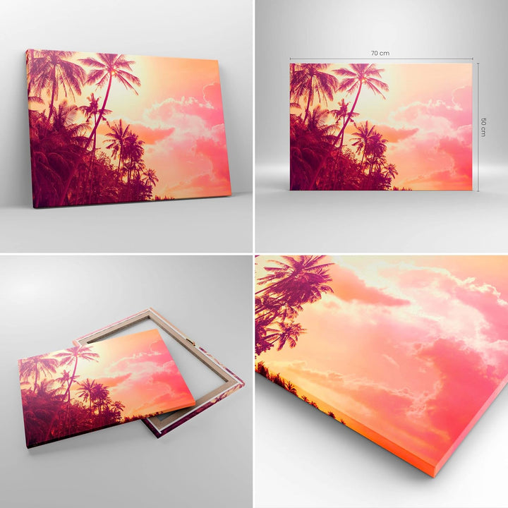 Bilder auf Leinwand palme dschungel Leinwandbild mit Rahmen 70x50cm Wandbilder Dekoration Wohnzimmer