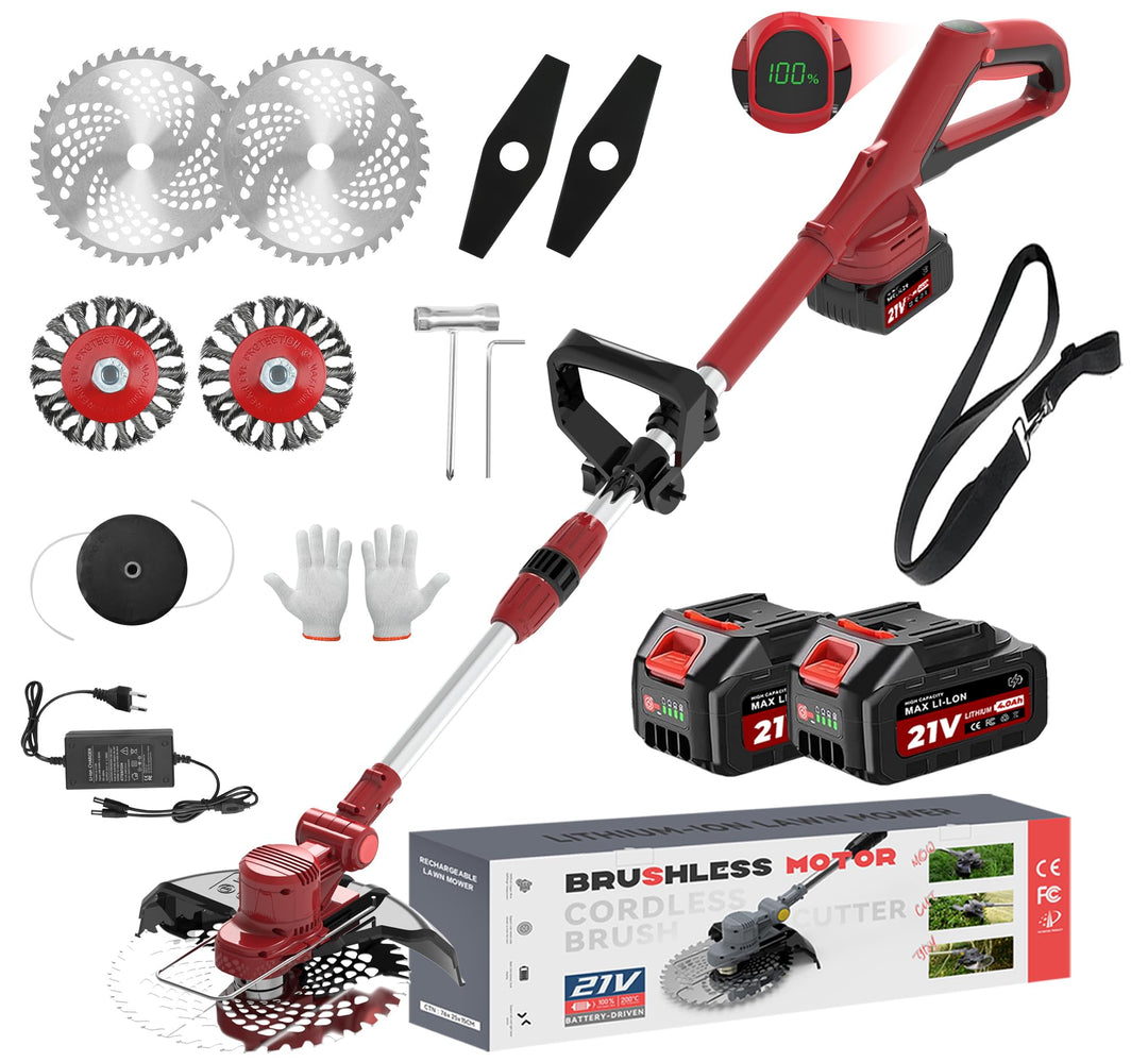 21 V Rasentrimmer mit Akku for Makita, Rasentrimmer mit Unkrautbürste. 750w Bürstenloser Motor, 180°
