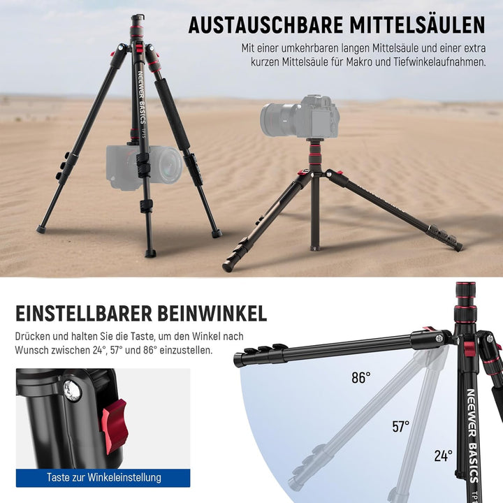 NEEWER Basics TP15 Kamerastativ Einbeinstativ, 68" Metall Heavy Duty tragbar Reisen DSLR Phone Ständ