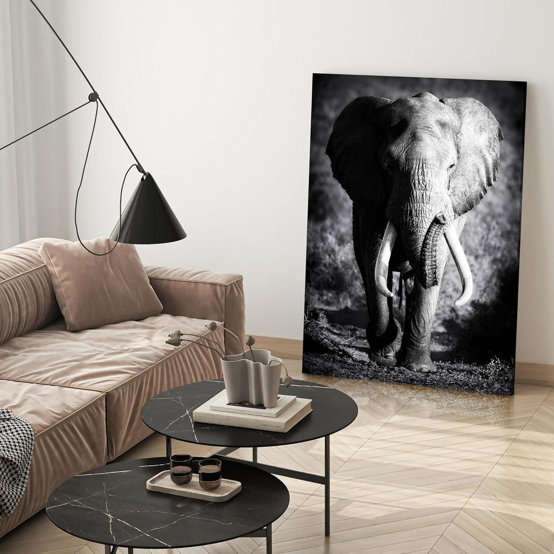 wandmotiv24 Leinwandbild Tiere 60x45cm, Hochformat, Elefant, Deko, Bilder auf Leinwand, Wanddeko, XX