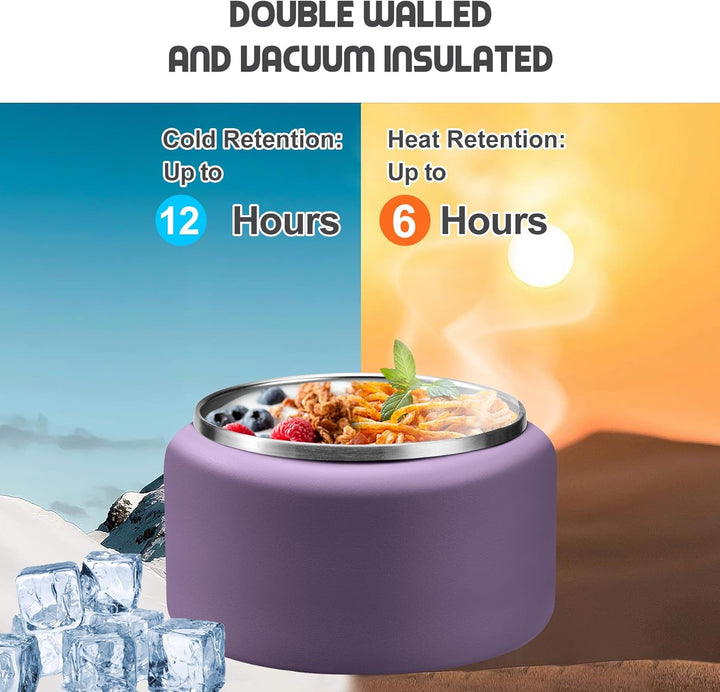 Itslife Thermobehälter für Essen 400ml, Thermo Lunchbox Kinder mit Schnallendeckel und Löffel, Warmh
