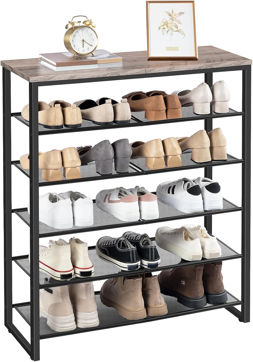 HOOBRO Schuhregal, 6-stufige Schuhablage für 18–24 Paar, Schuhschrank mit grosser Kapazität, für Ein
