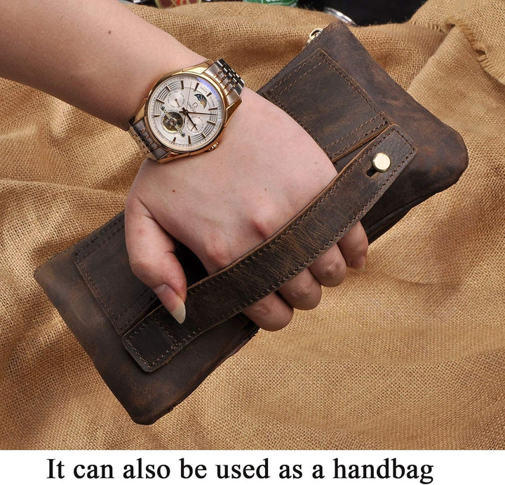 Le’aokuu Herren Echtes Leder Hüfttasche Brusttasche Bauchtsche Crossbody Bag Sling Bag Schultertsche