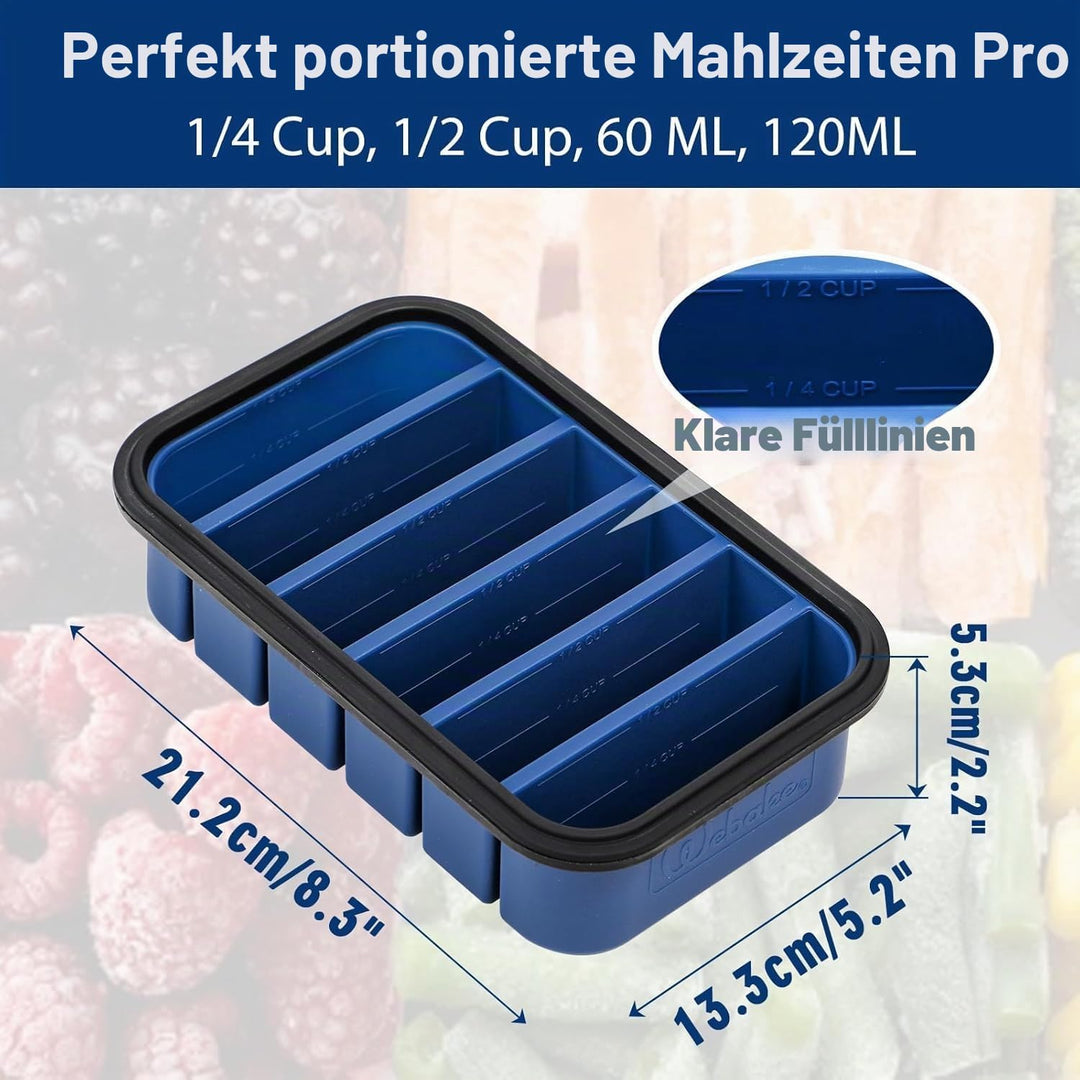 Webake Suppen Einfrieren Behälter Silikon Gefrierform mit Deckel 2 Stück 6 Löcher Gefrierbehälter Me