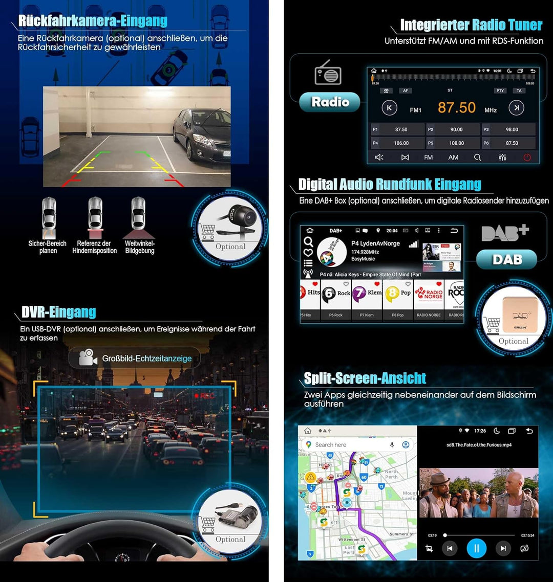 Erisin 9" Android 12 IPS Autoradio 2Din Bluetooth mit GPS Navi Für Mercedes Benz A/B Klasse W169 W24