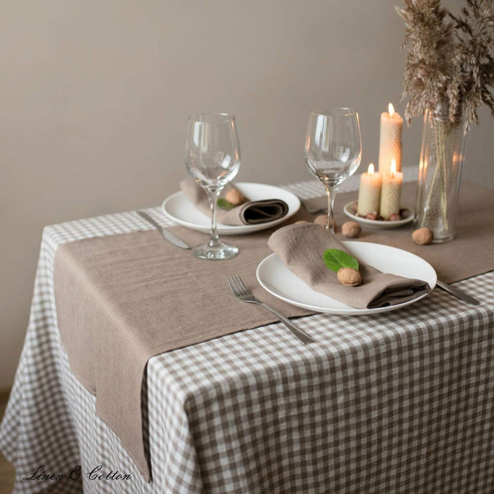 Linen & Cotton Tischläufer Stoff Tischband Tischdeko Hygge 100% Leinen, Beige (40 x 180 cm) Rechteck