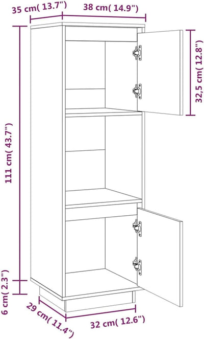 Tidyard Highboard Beistellschrank Mit 2 Türen und 1 Fach Vitrinenschrank Standschrank Anrichte Vitri