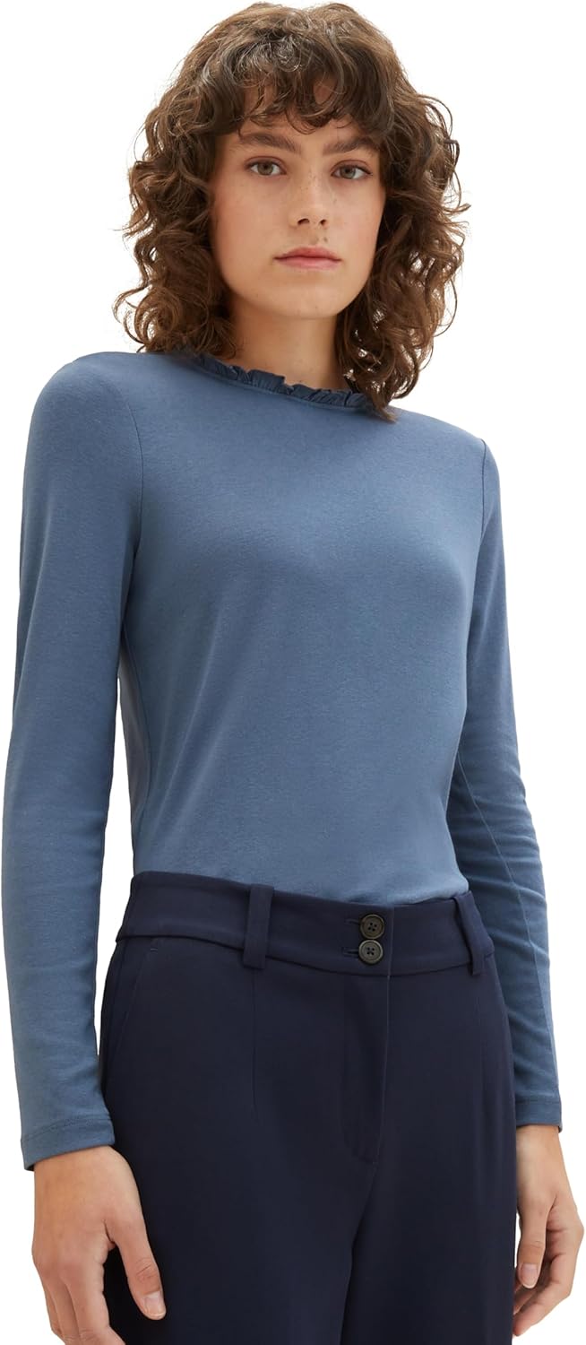 Tom Tailor Damen 1039095 Longsleeve T-Shirt (1er Pack) M 10904 - Stormy Sea Blue, M 10904 - Stormy S