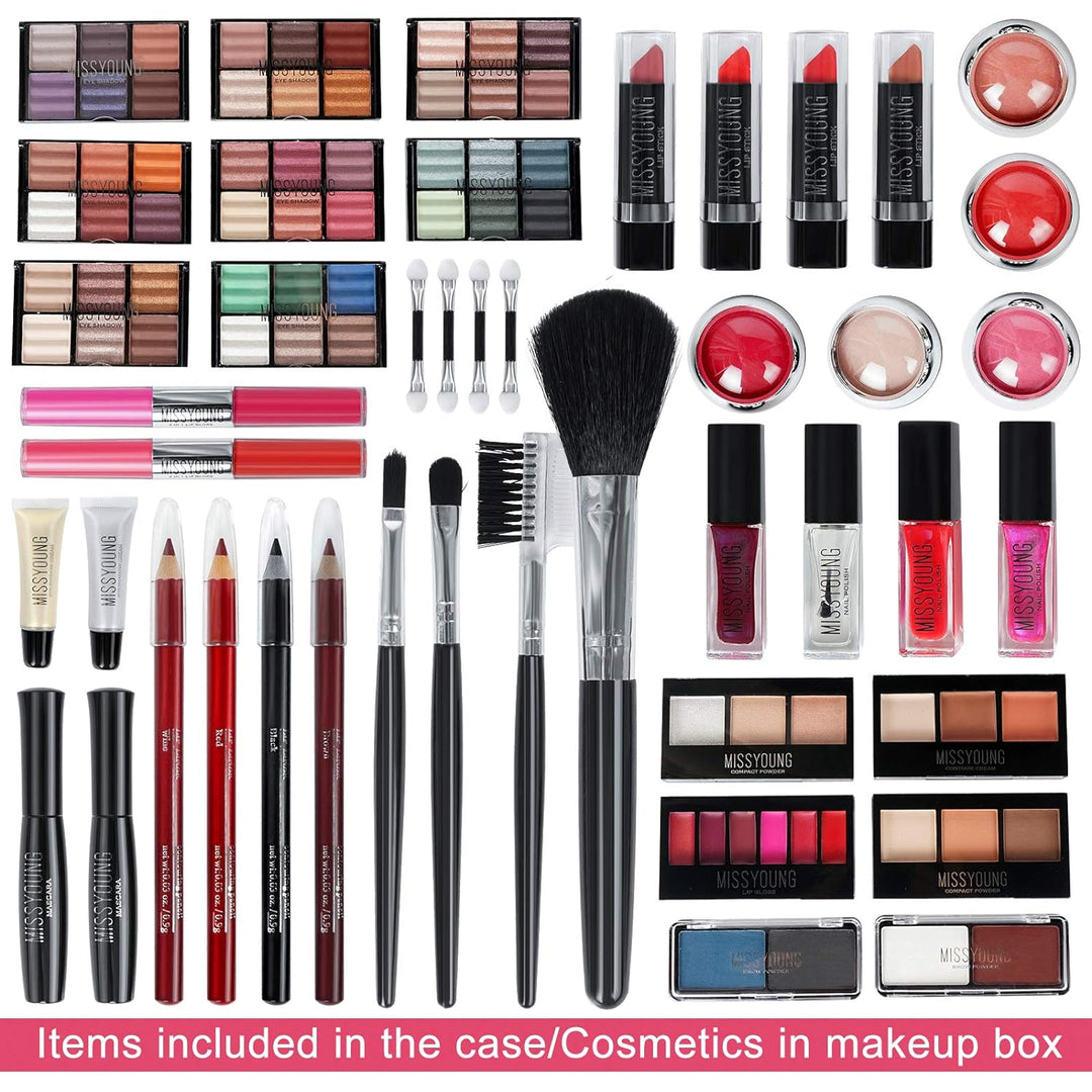 JasCherry Schminkkoffer Multifunktions Schmink Kosmetik Make-up Set mit Lipgloss, Lidschatten, Blush