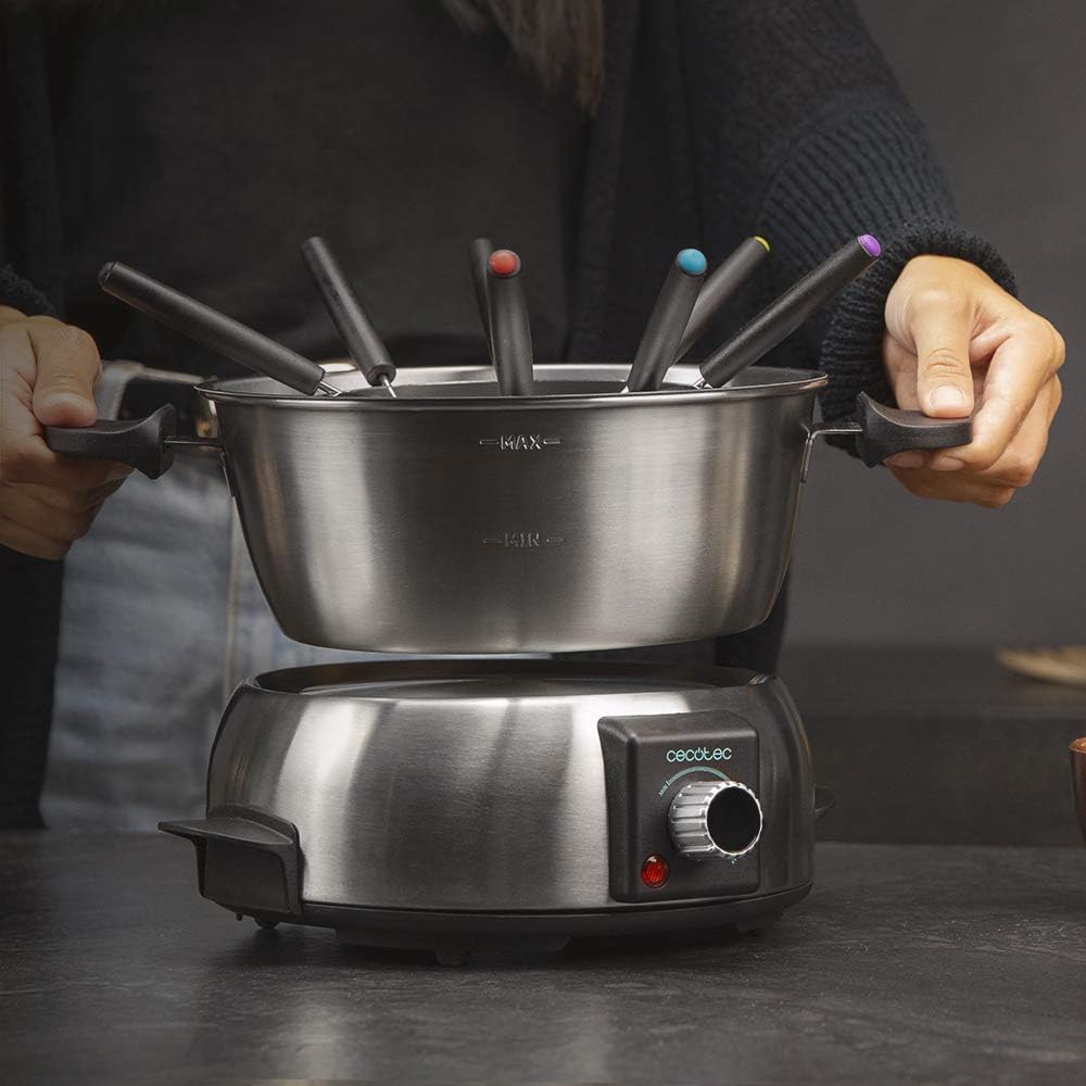 Cecotec electisches FunGourmee Fondue aus rostfreiem Stahl für 8 Personen, einstellbare Temperatur,