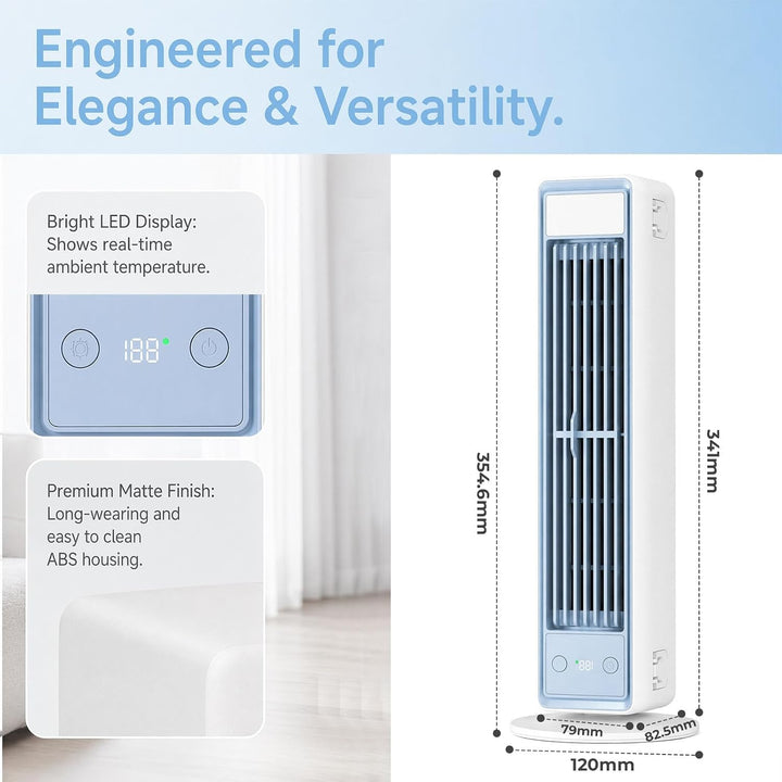 Mobiler Luftkühler für Schreibtisch & Büro, Tragbare Klimaanlage Kompakt, Leiser Tischventilator ohn