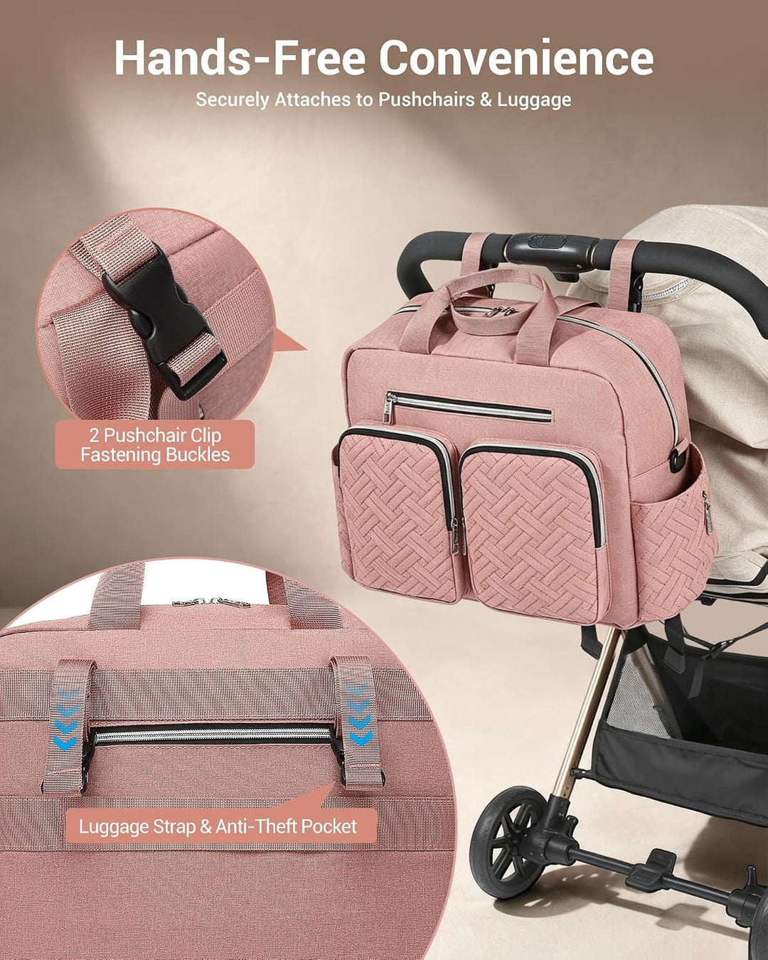 KONO Baby-Wickeltasche, stilvoll, für Mama und Papa, wandelbare Reisetasche mit isolierten Taschen G