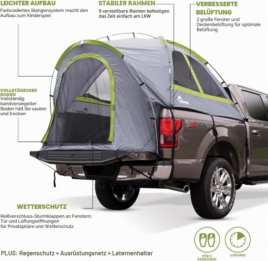 Napier Backroadz LKW-Bett mit wasserdichter Materialbeschichtung, bequemes und geräumiges 2-Personen