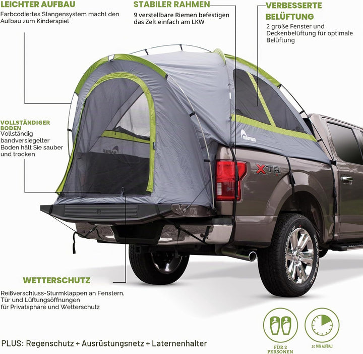 Napier Backroadz LKW-Bett mit wasserdichter Materialbeschichtung, bequemes und geräumiges 2-Personen
