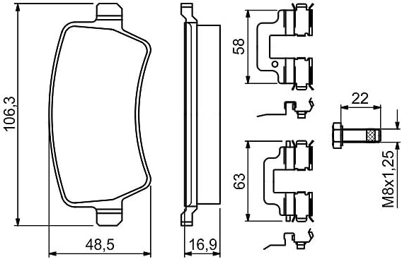 Bosch BP1120 Bremsbeläge - Hinterachse - ECE-R90 Zertifizierung - vier Bremsbeläge pro Set