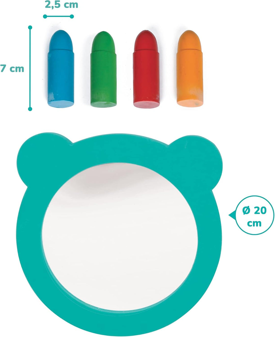 LUDI - Aquacolor Geschenkset – Bad-Malset – 4 radierbare Stifte + 1 weicher Spiegel – ab 10 Monaten