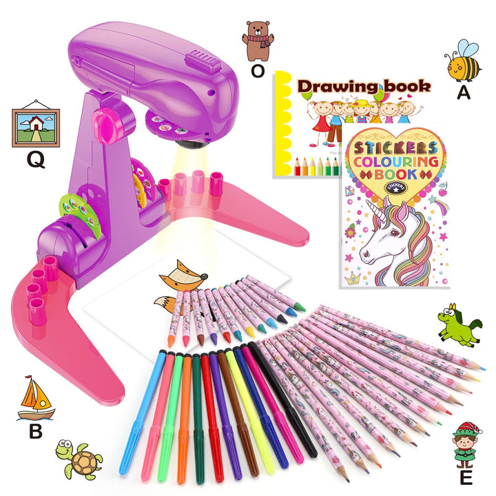 Purple Mädchen Spielzeug Zeichenprojektor für Kinder mit 72 Motiven Mädchen Geschenke Kinder Projekt