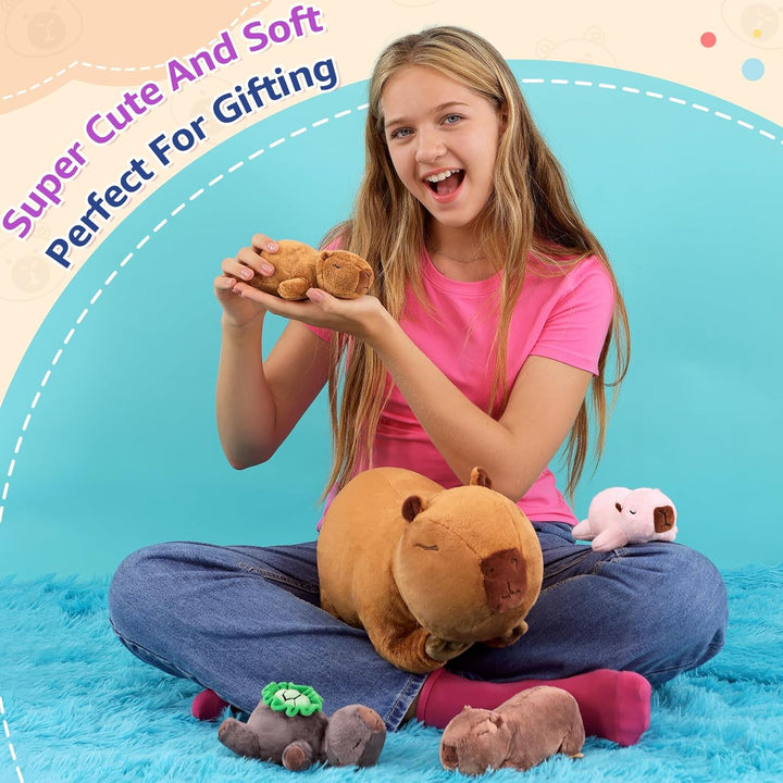 shownicer Plüschtier Capybara Kuscheltier 5 Stück Stofftier Kawaii Capybara Plüsch Kissen Spielzeug