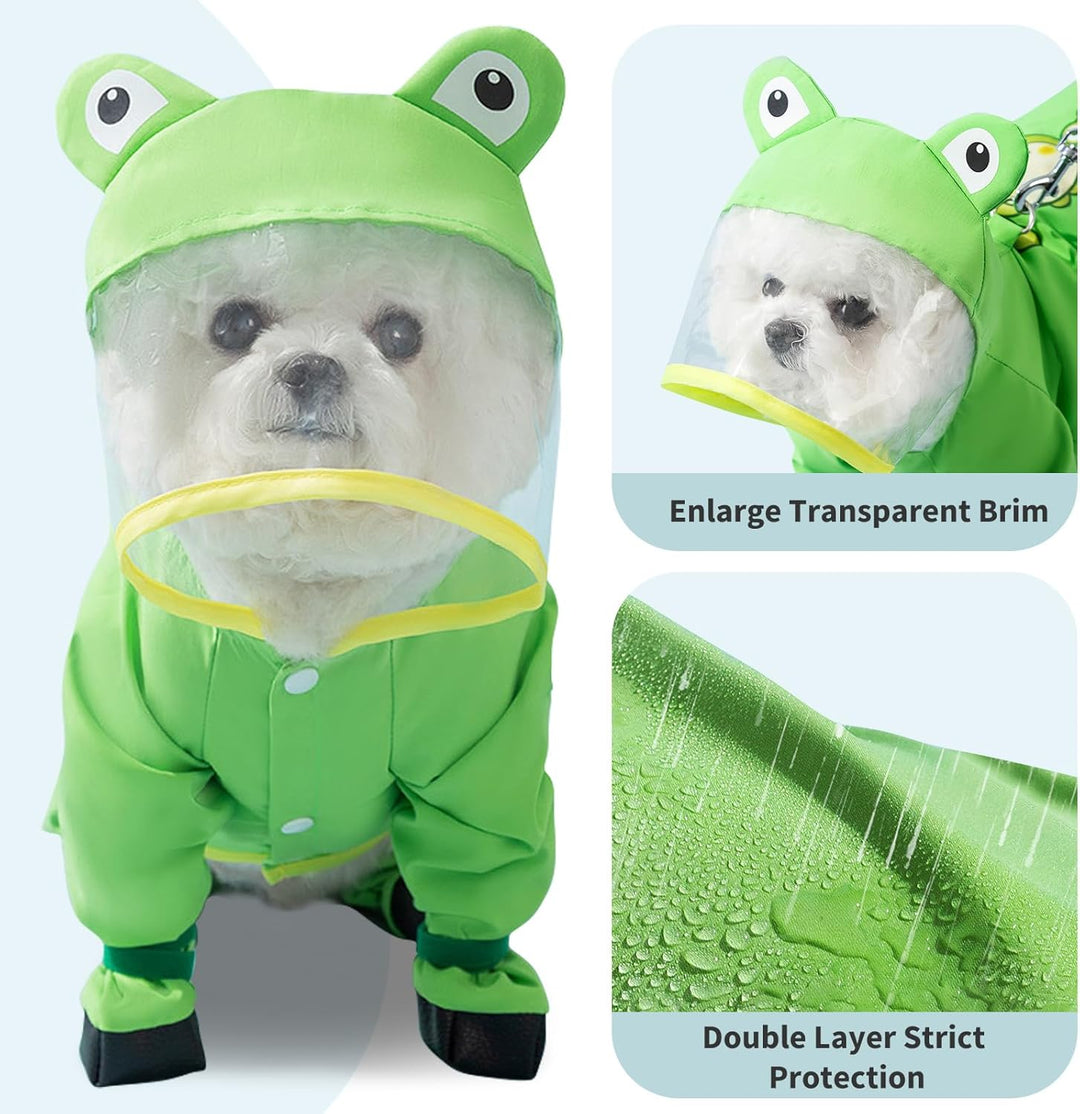 PETCUTE Hund Regenmantel,wasserdichte Hunde-Regenjacke mit Kapuze,Verstellbare Vierbeiner Hunderegen