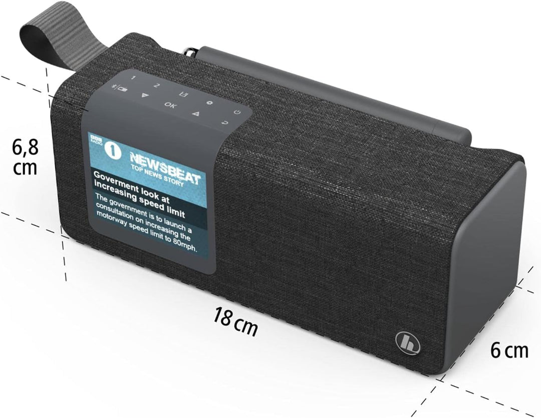 Hama Radio Digitalradio mit Bluetooth und Akku DR200BT (Tragbare Box, mobiles Radio mit DAB/DAB+/FM,