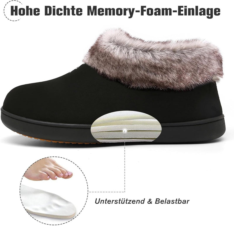 Mishansha Damen Winter Rutschfest Warme Hausschuhe Memory Foam Plüsch Pantoffeln, Gr.36-43 43 EU Nac