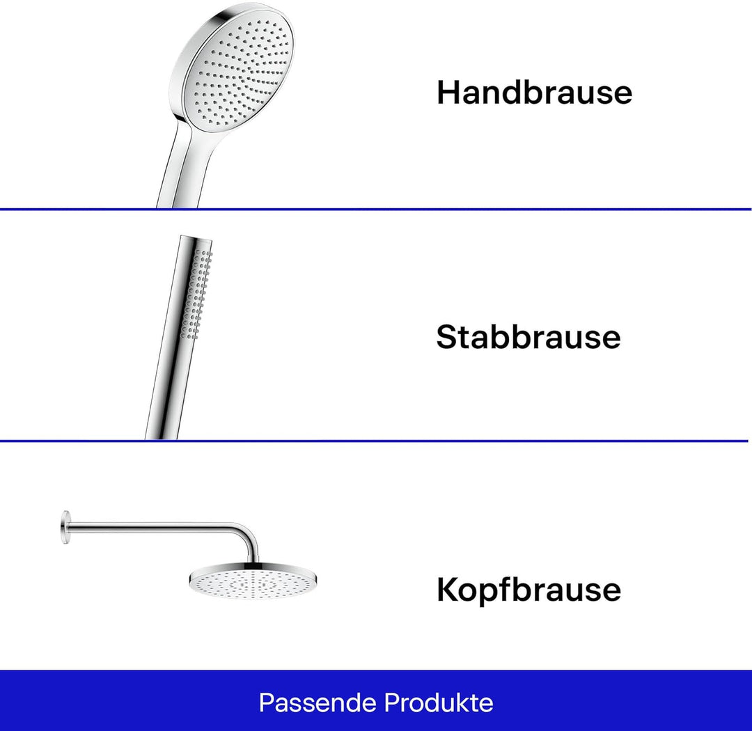 Duravit Universal Duscharm, Duscharmatur Wandbefestigung, Brausearm 410 mm, Duschbrause rund, Chrom