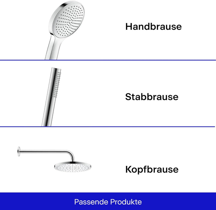 Duravit Universal Duscharm, Duscharmatur Wandbefestigung, Brausearm 410 mm, Duschbrause rund, Chrom