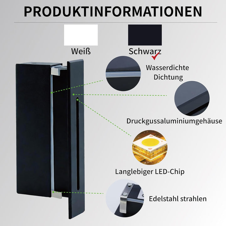 2Stk. LED Einbauleuchte für Treppenleuchte 3W, IP65 Wasserdichte Treppenbeleuchtung Treppen Licht St