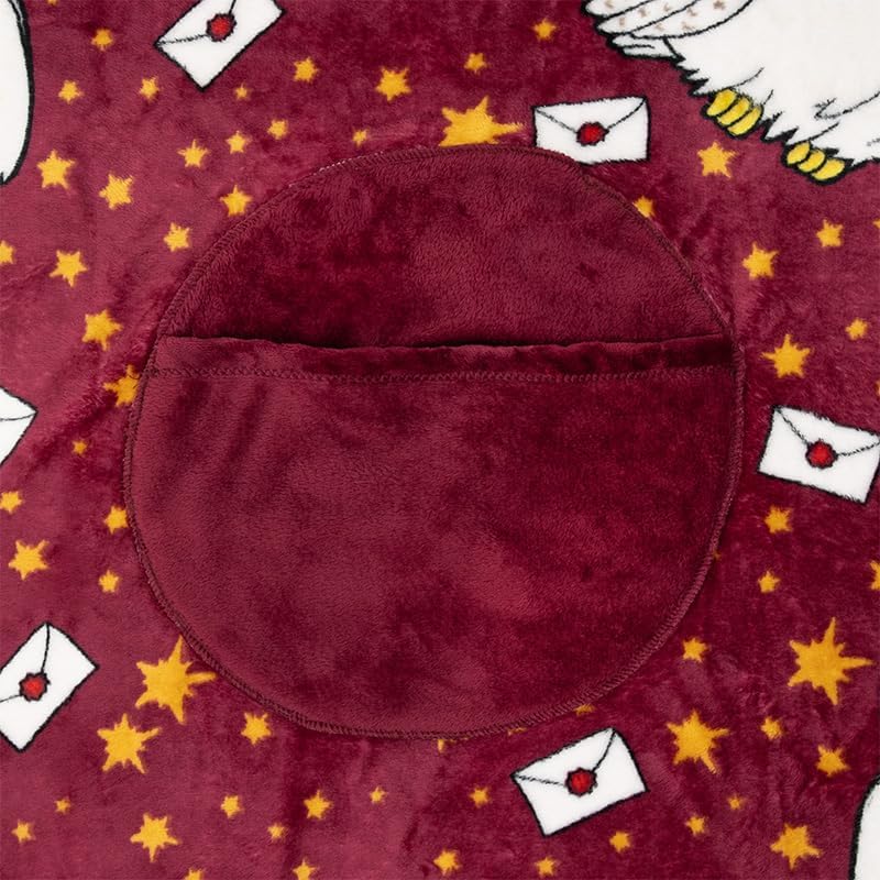 Harry Potter Hedwig 2-in-1 Kissendecke - Offiziell lizenzierte Reisedecke, Faltbarer weicher, Flausc