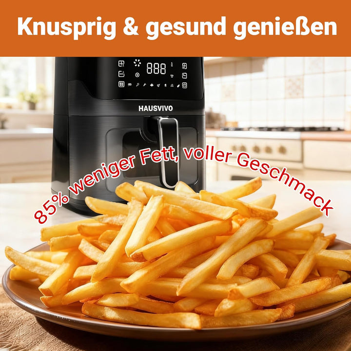 Heissluftfritteuse 6,5L Airfryer XL mit Sichtfenster & Touchscreen, 1600W Fritteuse ohne Fett, 8 Pro