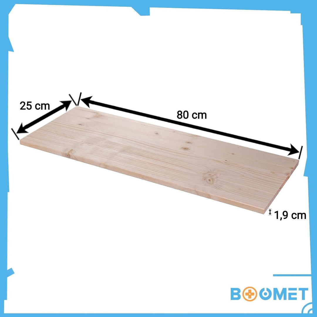 BOOMET Regalboden Holz Fichte · 19mm stark · 80 cm breit · 20-50 cm tief · Holzbrett Holzplatte Rega