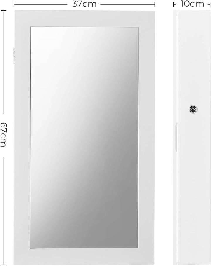 SONGMICS Schmuckschrank, Spiegelschrank, Hängeschrank, abschliessbarer Wandschrank, platzsparender S