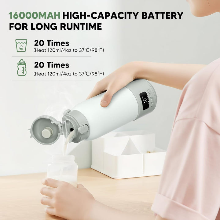Tragbarer Flaschenwärmer 100W – Vakuum Edelstahl Isolierung, 80 Sek Schnellaufheizung, 500ml, 16000m