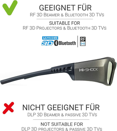 2X Hi-Shock BT/RF Pro Oxid Diamond 3D Brille für 3D TV & RF Beamer von Sony, Epson, Jvc, Samsung, Pa