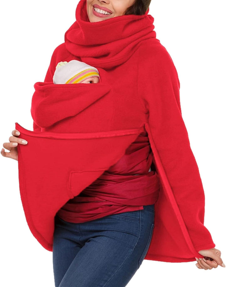 Tragejacke für Mama und Baby 3 in 1 Damen Langarm Kapuze Känguru Umstandsjacke Warm Tragepullover mi