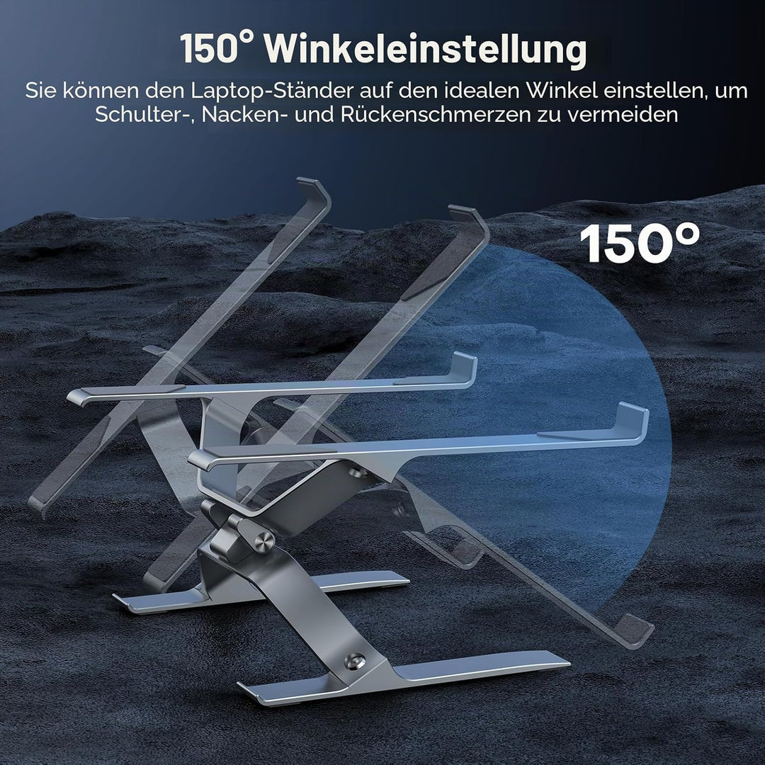 OMOTON Aluminium Laptop Ständer, Verstellbar Laptop Halterung mit Belüftung, Ergonomischer Laptopsta