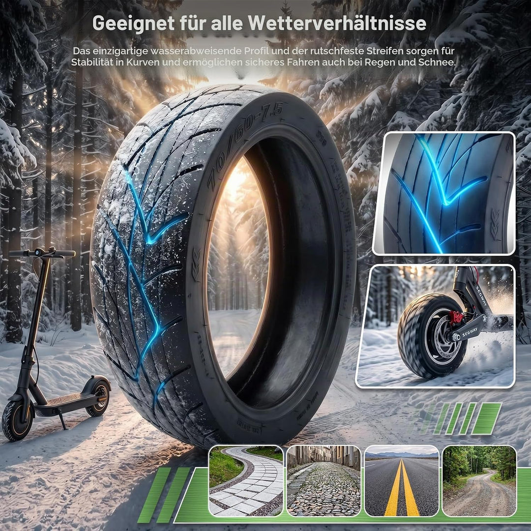 70/60-7.5 Reifen Tubeless für Segway Ninebot MAX G3 E Scooter Vakuumreifen | 11 Zoll Selbstheilender