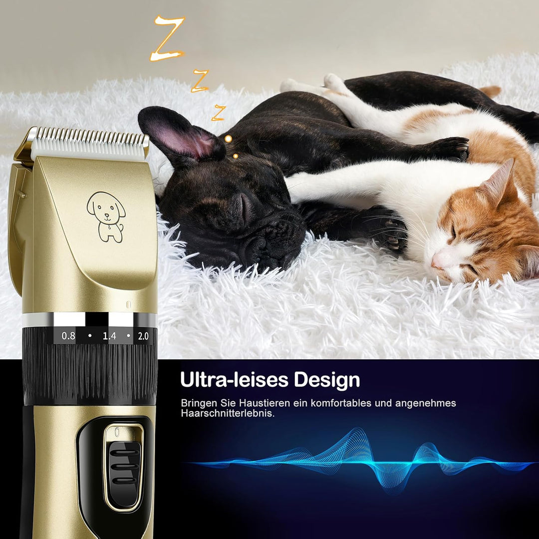 Leise Hundeschermaschine, Profi IPX7 Tierhaarschneidemaschine, Schermaschine Hund, Schnurlosen Haars