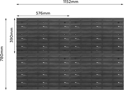 Lagersystem Werkstattregal | 115 x 78 cm | 44 stck. Box | Wandregal mit Werkzeughalterungen und Stap