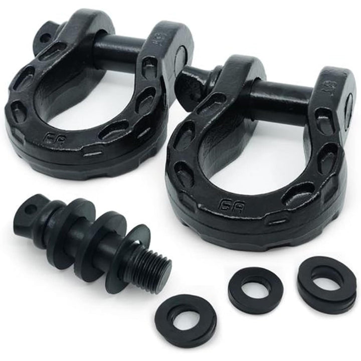 GearAmerica Mega Duty Abschleppschäkel SCHWARZ (Zweierpack) | 34 Ton Belastbarkeit (8T Arbeitslastbe