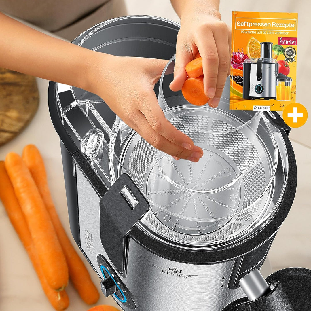 KESSER® Entsafter für Obst und Gemüse aus Edelstahl 1100W grosse 85 mm Einfüllöffnung inkl. Reinigun