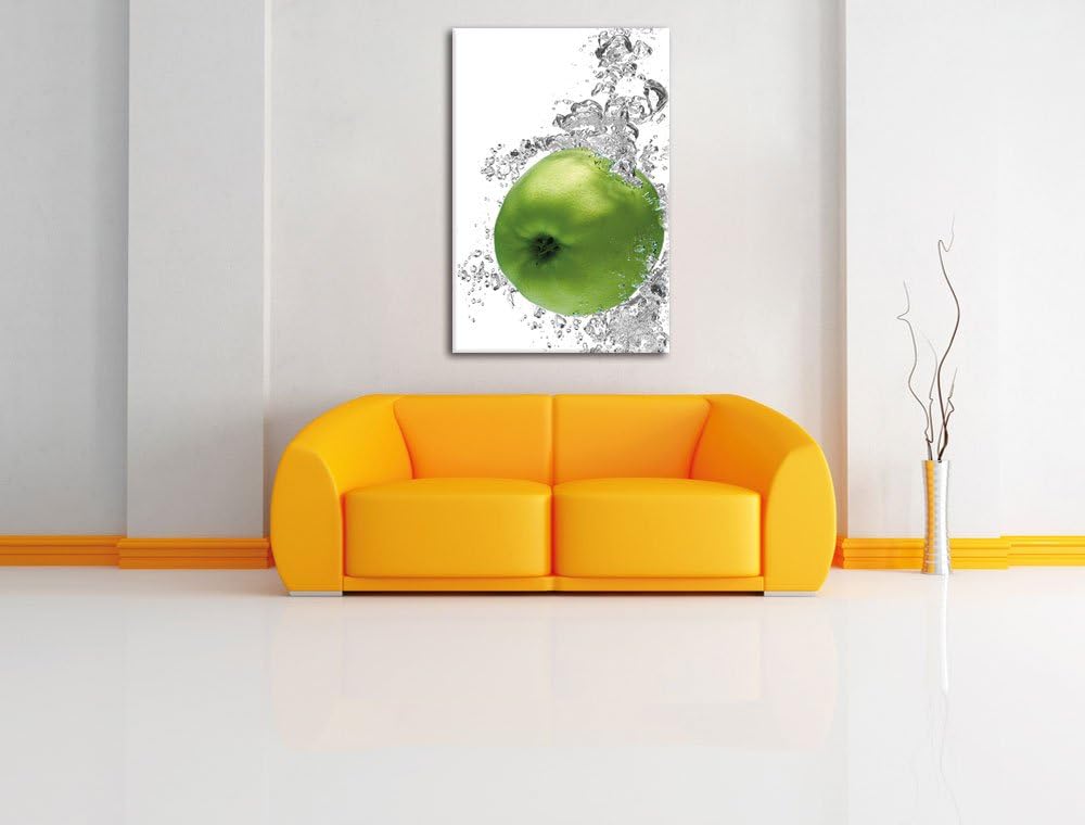 Pixxprint saftig grüne Äpfel im Wasser als Leinwandbild/Grösse: 100x70 / Wandbild/Kunstdruck/fertig