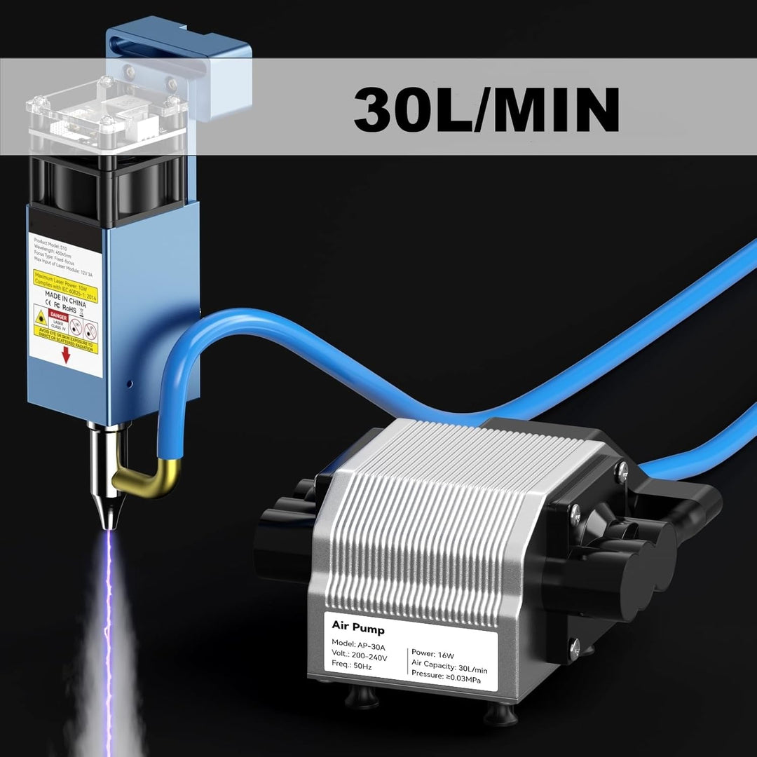Creatorally Air Assist Laser, 30L/Min Luftpumpe für Lasergravierer mit Speed Control, Laserpumpe f