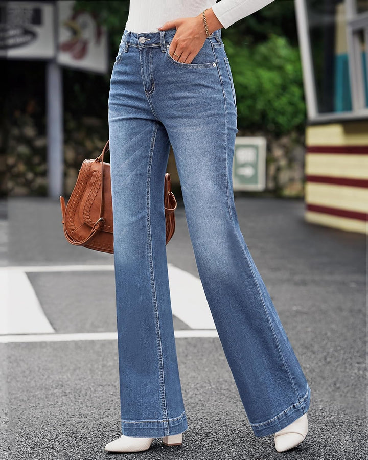 Roskiky Schlaghose Damen Jeans Wide Leg Baggy Jeans Damen High Waist Stretch Hosen Damen Jeans M Buc