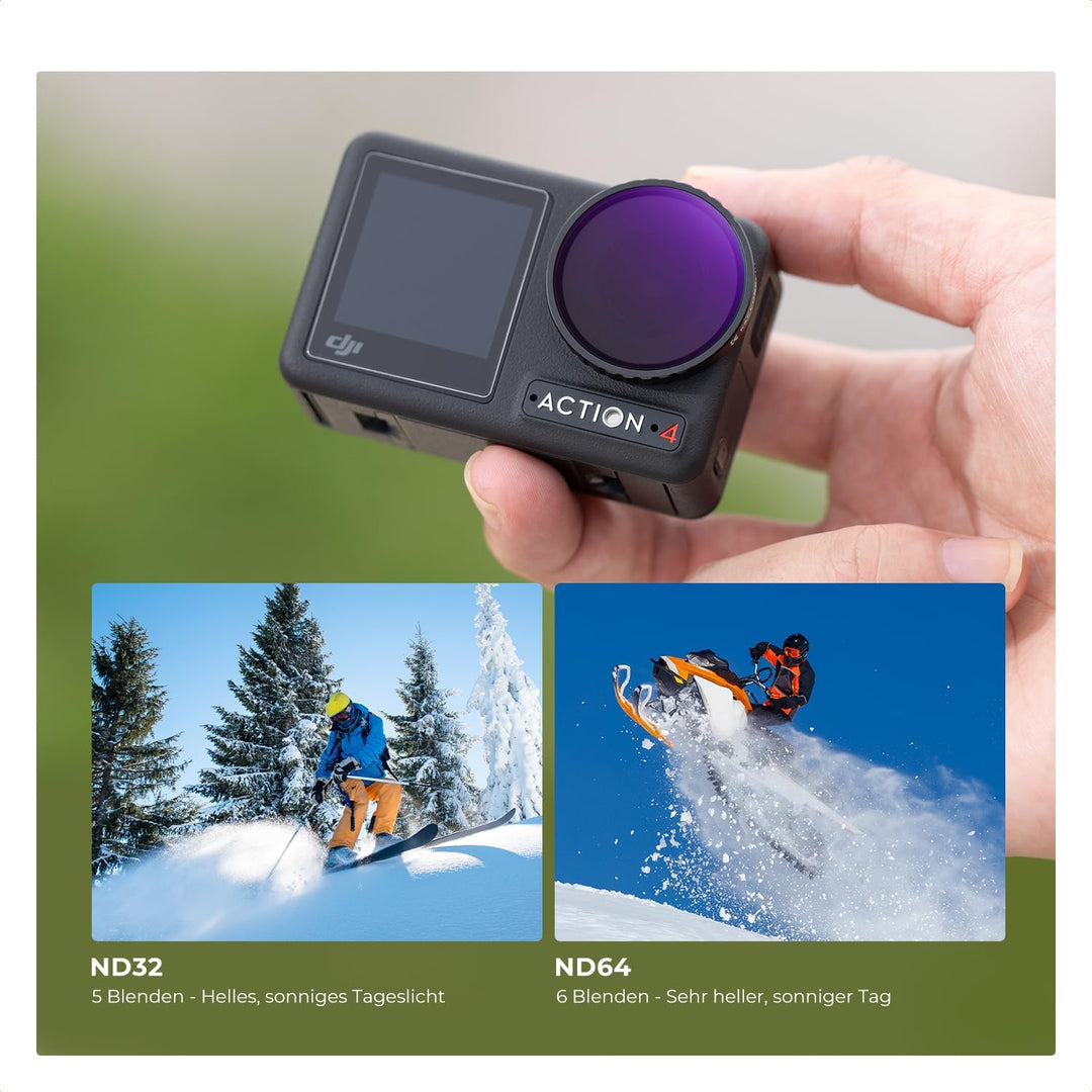 K&F Concept ND Filtersets,4er Pack ND8, ND16, ND32，ND64 Filter kompatibel mit DJI Osmo Action 4 ND8+