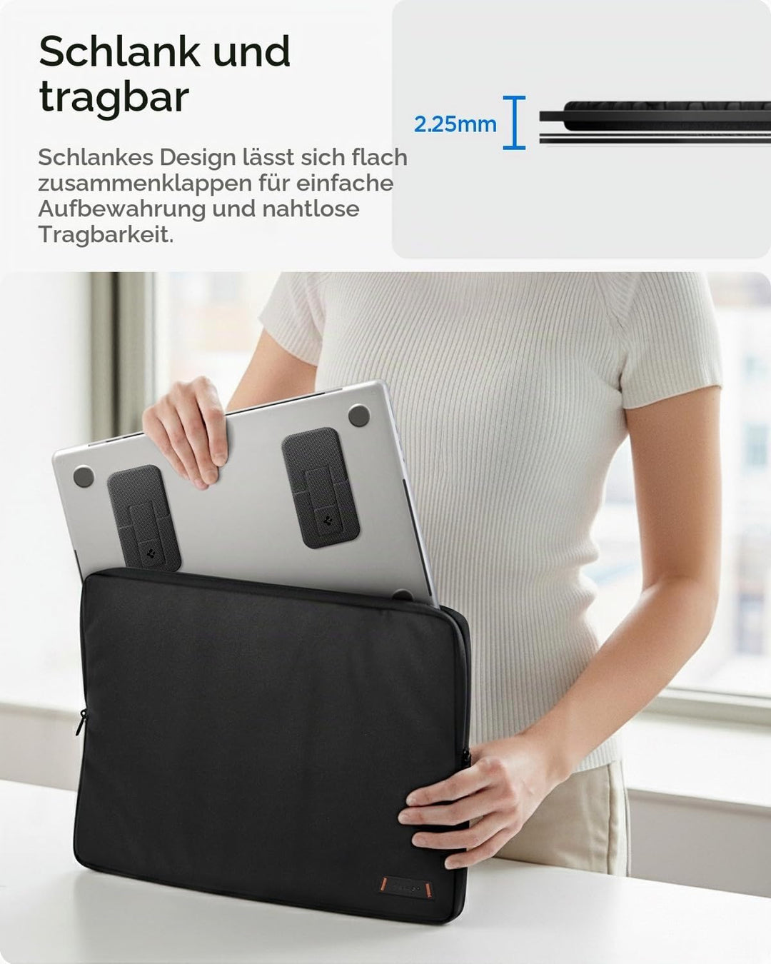 Spigen Slim Fold Laptop Ständer Höhenverstellbar [2 Stück] Selbstklebender Laptopständer, Doppelt Ve