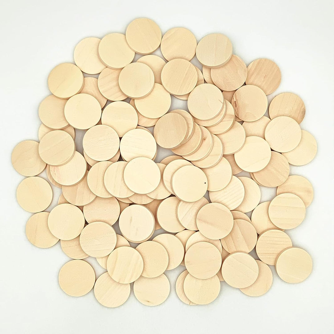 100 runde Naturscheiben in Weiss, unvollendete Kreise, Holzschmuck für Bastelarbeiten (3,5 cm) 3,5 c