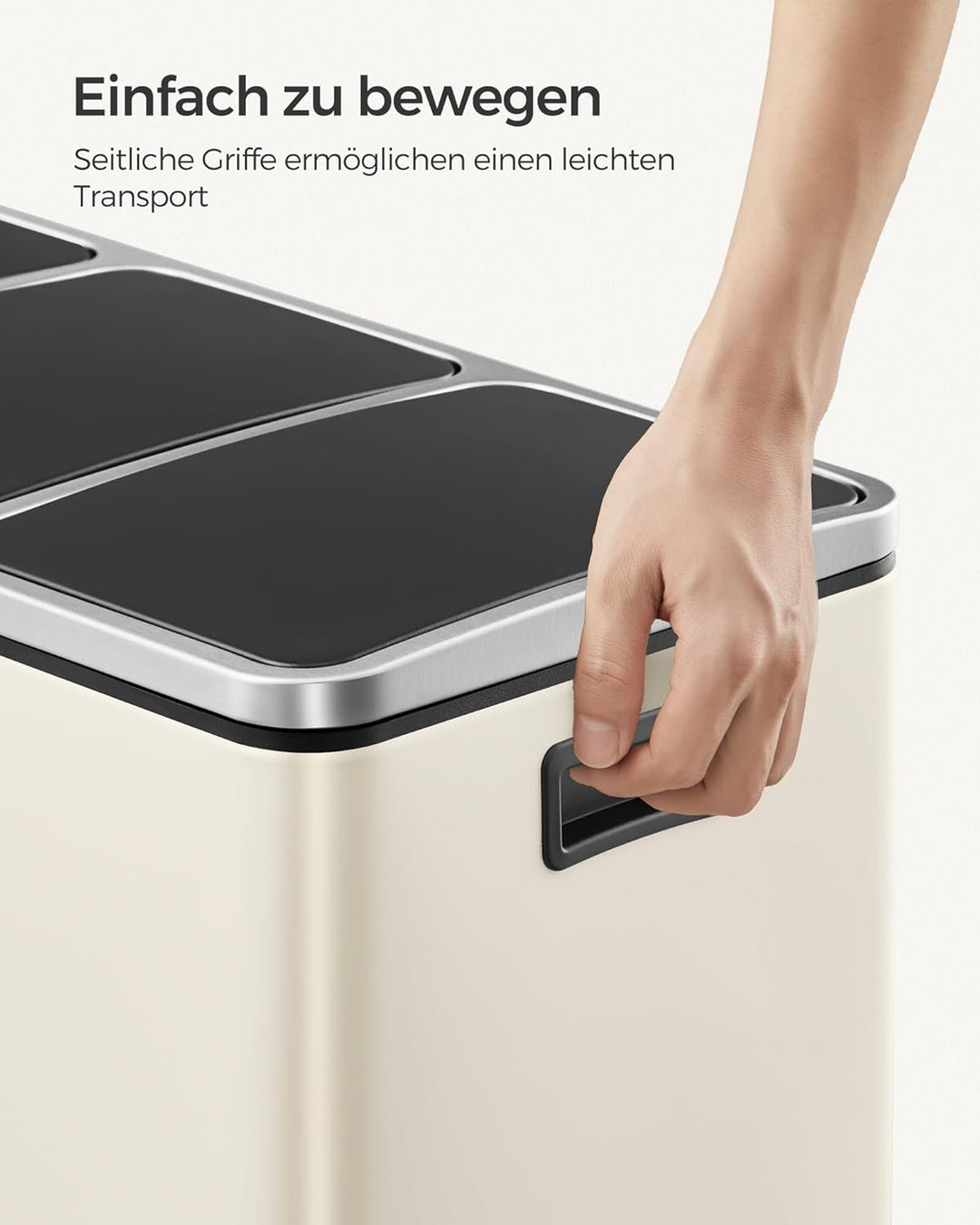 SONGMICS Mülleimer Küche, 3 x 18 L, Mülltrennsystem 3 Fächer, inklusive 15 Müllbeutel, Abfalleimer,