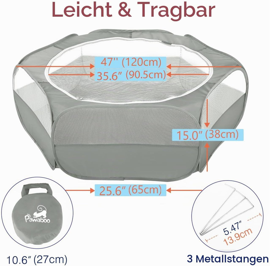 Pawaboo Kleintiere Freigehege, Wasserdicht Faltbar Kaninchen Freilaufgehege für Hasen Hühner Kätzche